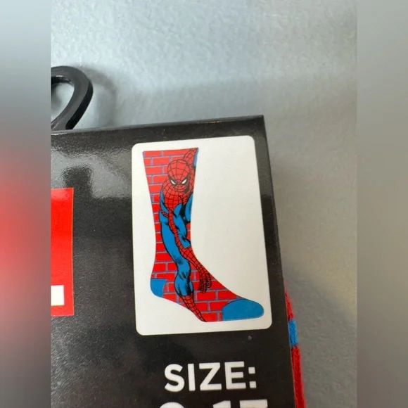 Marvel Spider-Man on brick Graphic Crew Socks - Red, Blue & Black - Picture 2 of 2